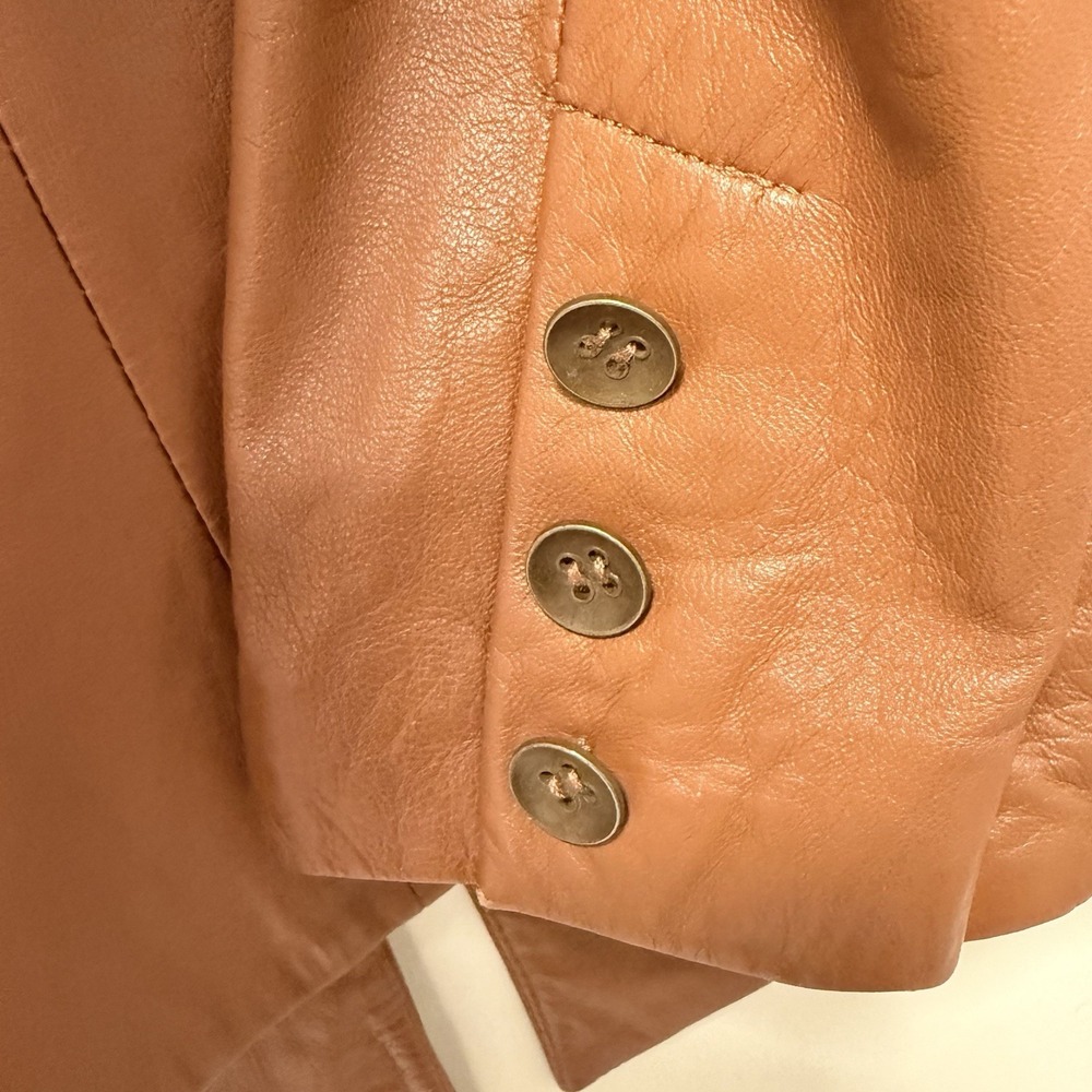 Blanc Noir Cognac Warm Rich Structured Leather Jacket XS - Picture 7 of 9